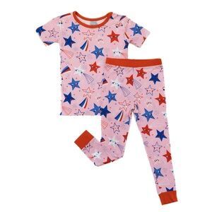 LITTLE SLEEPIES PINK STARS AND STRIPES SHORT SLEEVE/SHORT SET